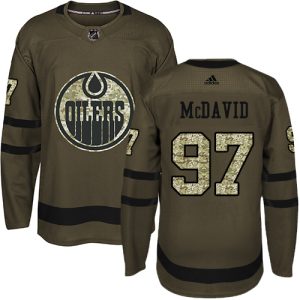 Herren Edmonton Oilers Eishockey Trikot Connor McDavid #97 Authentic Grün Salute to Service